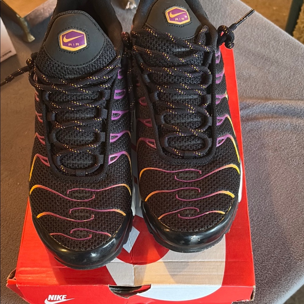 Nike Air Black Sneakers with Purple and Yellow Accents